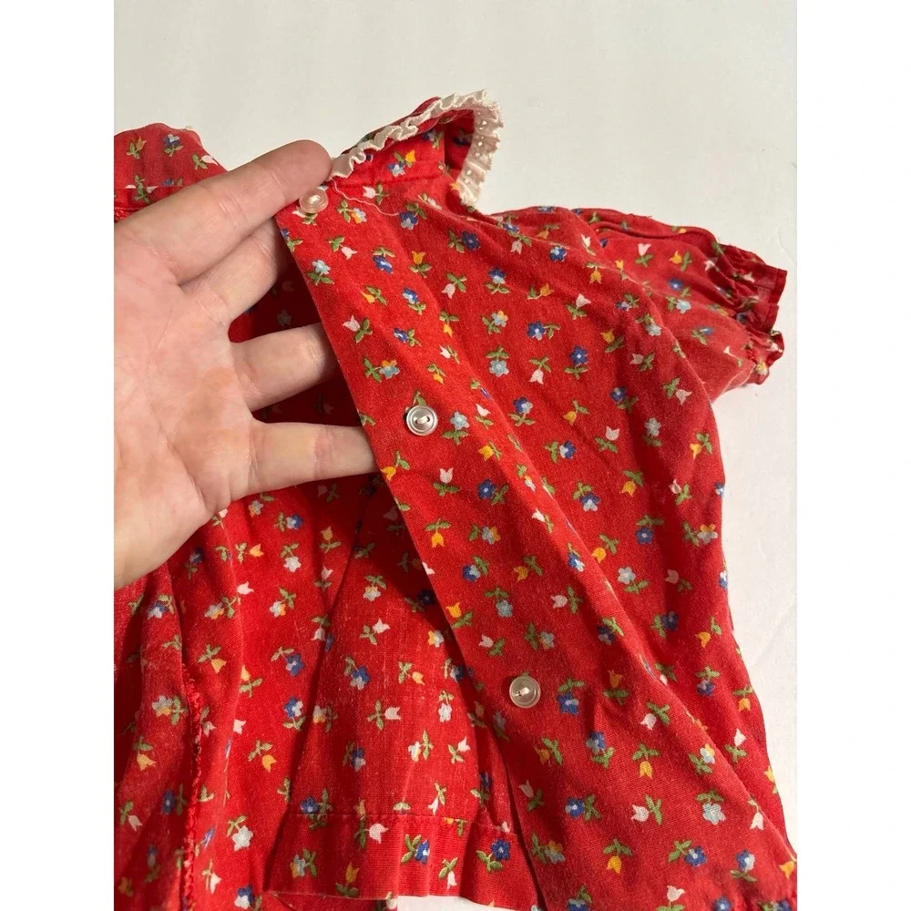 Vintage Baby Girl Denim Overalls with Floral Top (12M) AS IS!